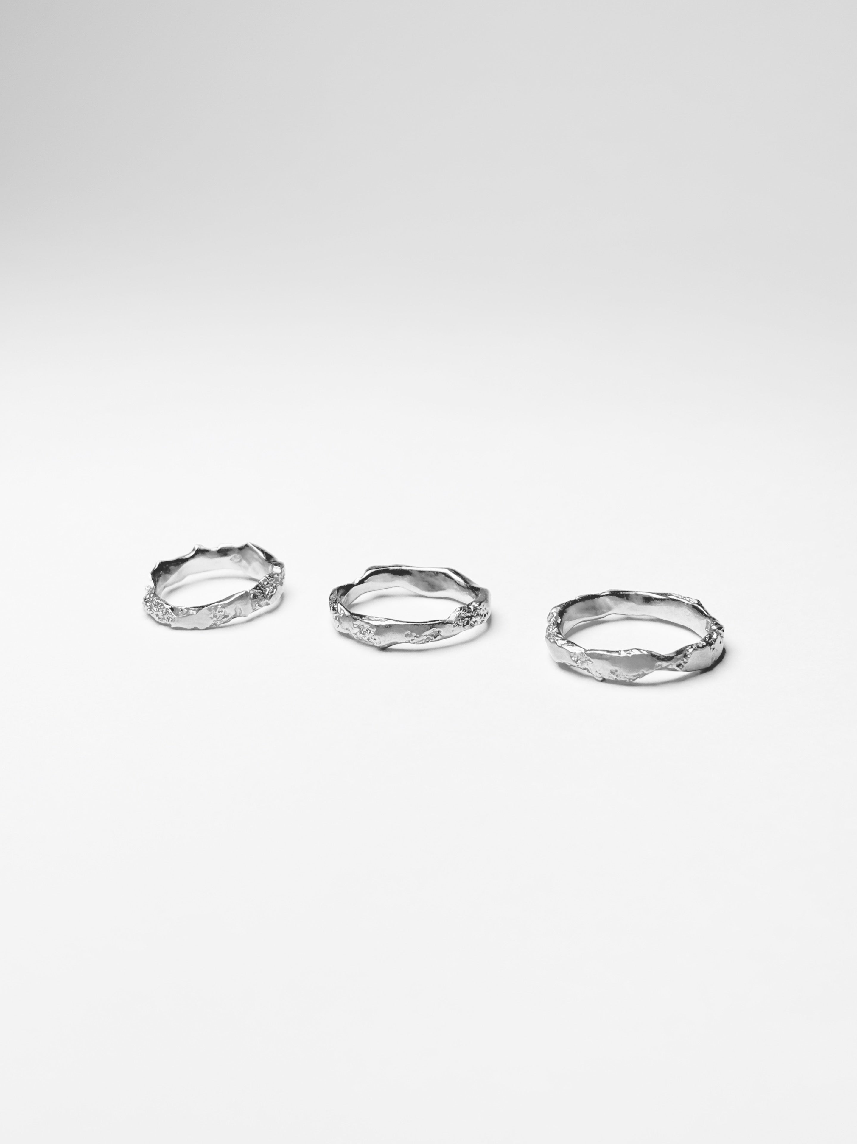 Bague COSMOS – vue studio argent recyclé seule